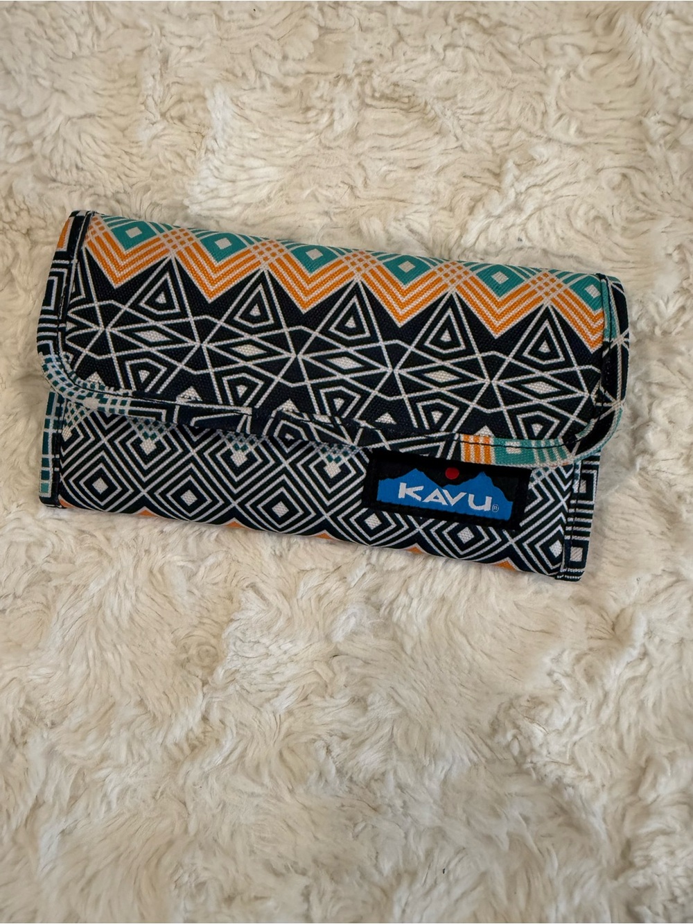 Kavu Geometric Fold Wallet - Black, Teal & Orange